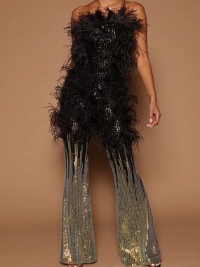 Clarina Sequin Jumpsuit - Black